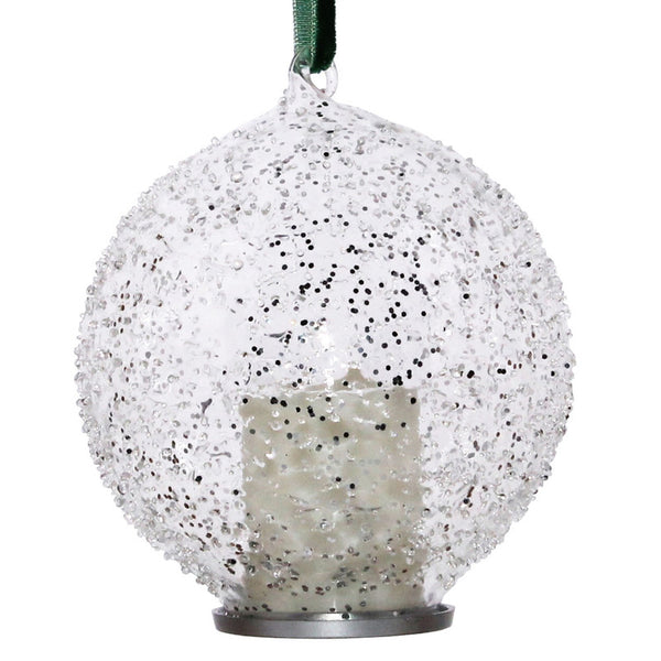 Illuminated LED Candle Ornament, Glass - Clear