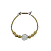 Seaglass Beaded Brass Bracelet-Grey