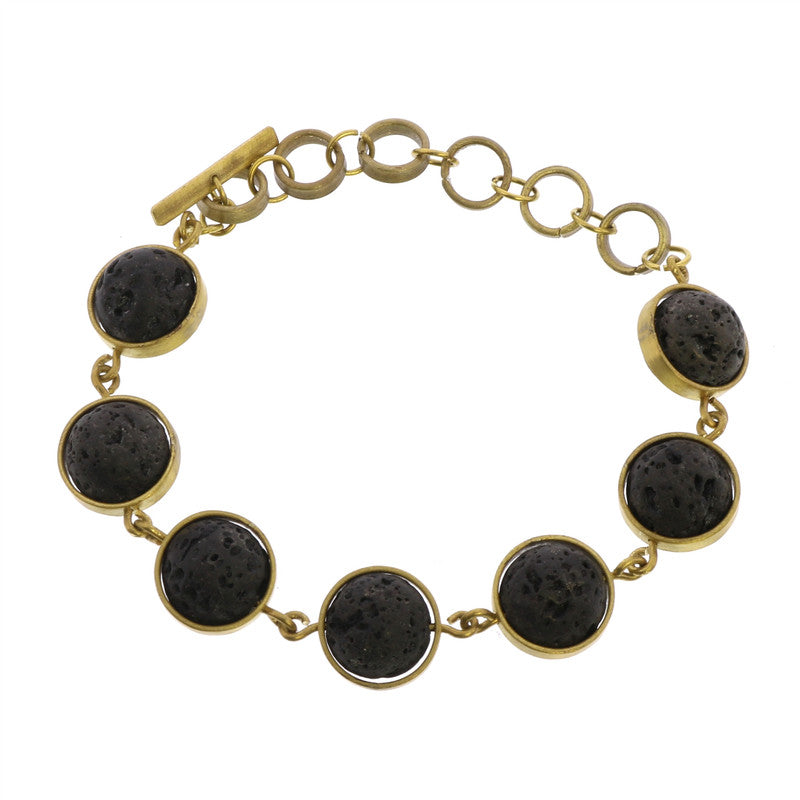 Nevis Lava Loop Bracelet - Brass