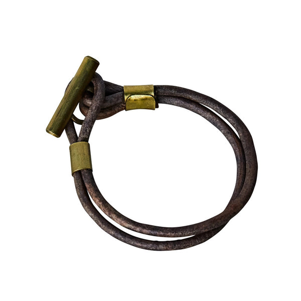 Dean Leather Toggle Bracelet - 7, Brass