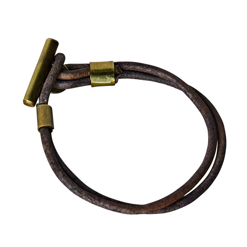 Dean Leather Toggle Bracelet - 8, Brass