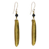 Kona Brass Earings, Single Lava Stone