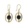 Brass Earrings with Floating Horn Bead - Dark Horn