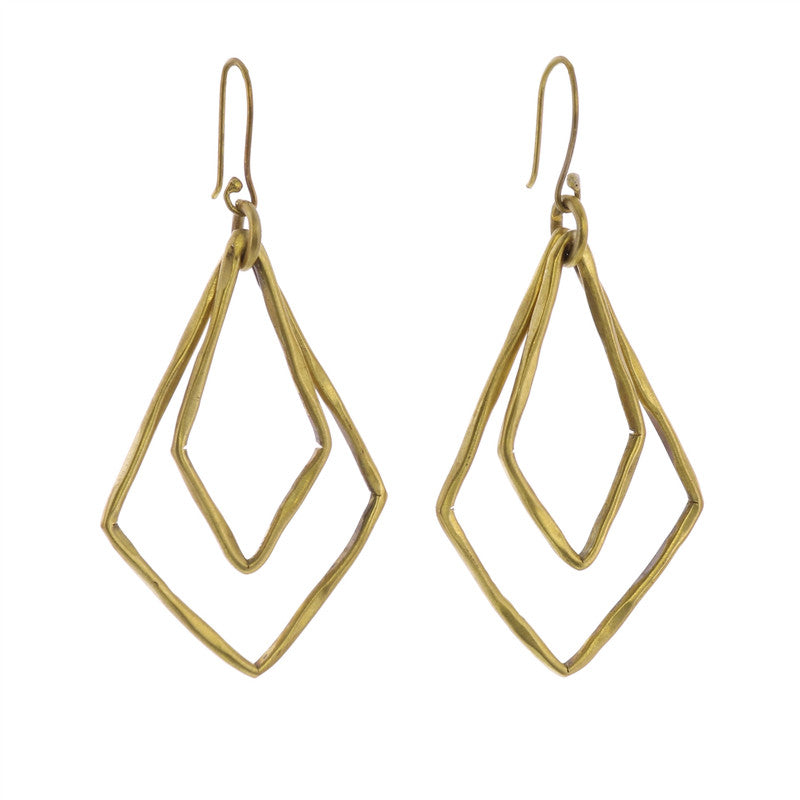 Rhombus Gemini Earrings - Brass