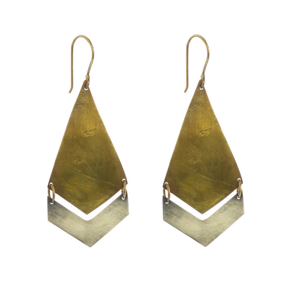 Orion Earrings, Arrow - Brass & Silver - Brass