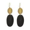 Leucadia Earrings, Brass & Horn  - Ovals - Dark Horn