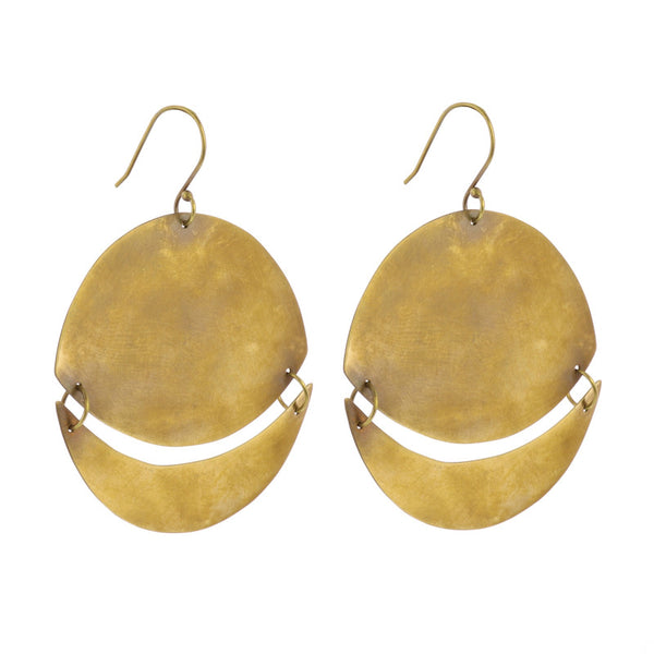 Moonrise Earrings - Round, Lrg - Brass - Brass