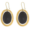 Banjar Floating Oval Earring - Sm - Dark Horn, Brass