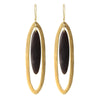 Banjar Floating Long Oval Earring - Dark Horn, Brass