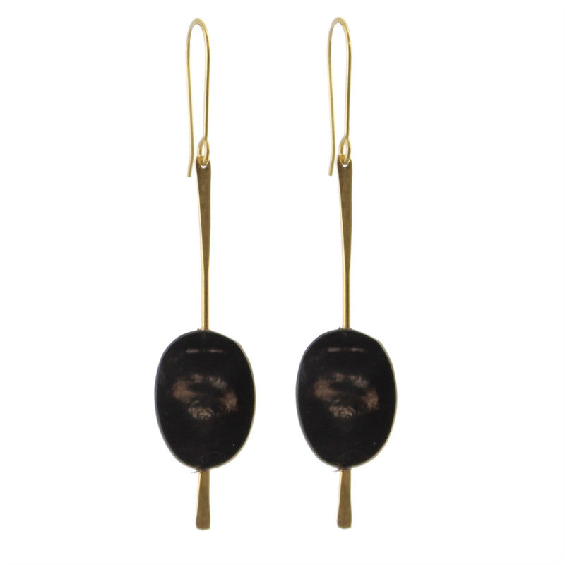 Sema Earrings - Dark Horn, Brass