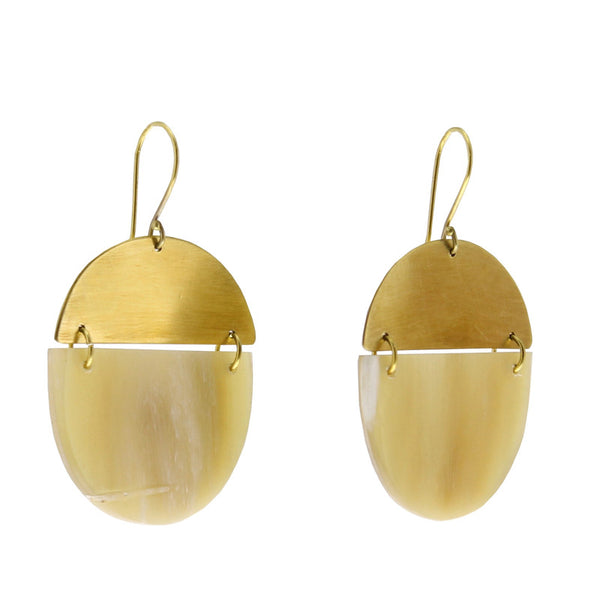 Malu Linked Circular Earring - Light Horn, Brass