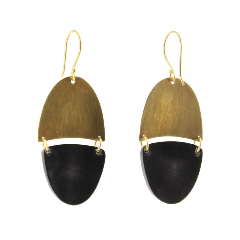 Malang Linked Capsule Earring - Dark Horn, Brass