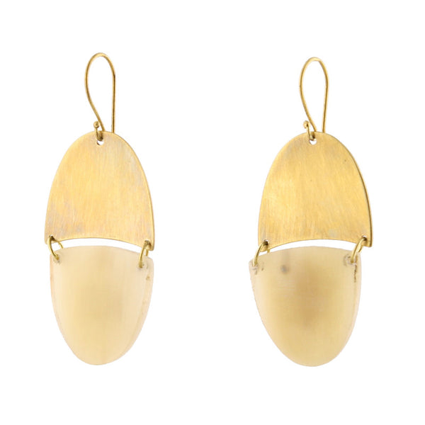 Malang Linked Capsule Earring - Light Horn, Brass