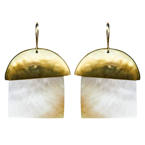 Zia Earring, Brass, Mother of Pearl - Light