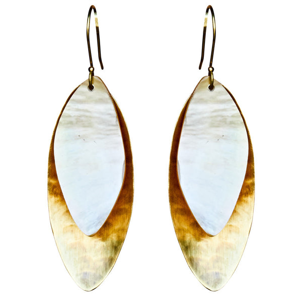 Dona Earring, Brass, Mother of Pearl - Light