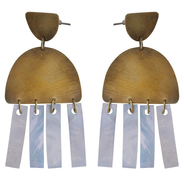 Rio Earring - Arch, Brass, Mother of Pearl - Light