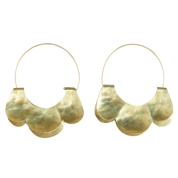 Yucca Earring - Scalloped, Brass