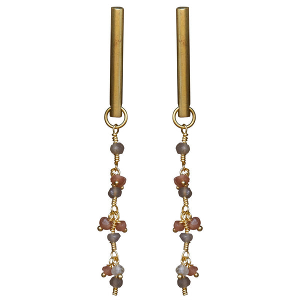 Vail Earring w/ Dangling Chain, Moonstone