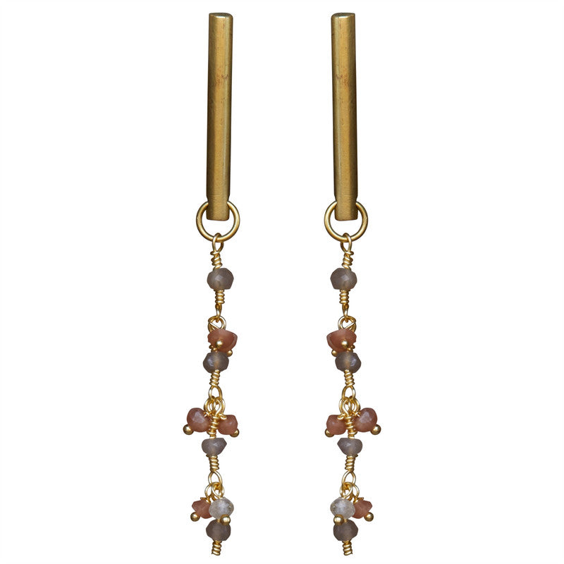 Vail Earring w/ Dangling Chain, Moonstone