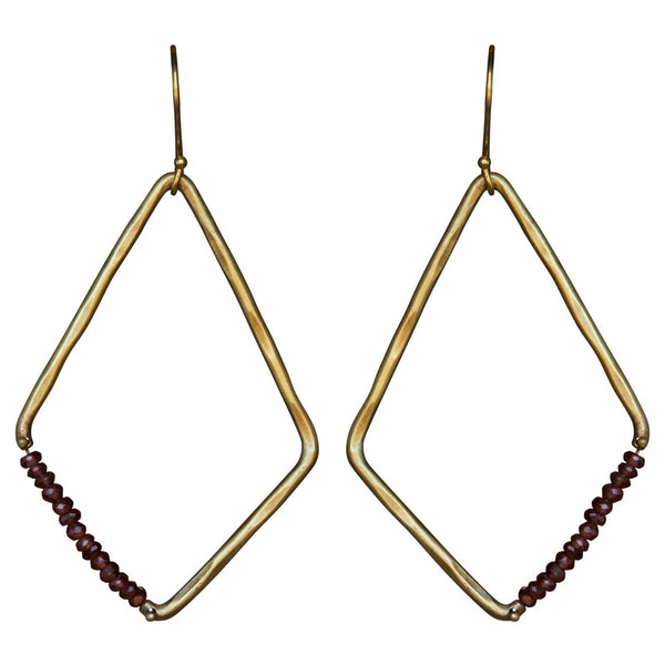 Aurora Earring - Kite with Stones, Garnet