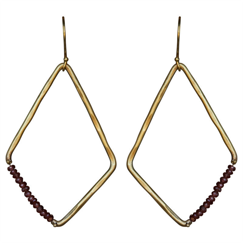 Aurora Earring - Kite with Stones, Garnet