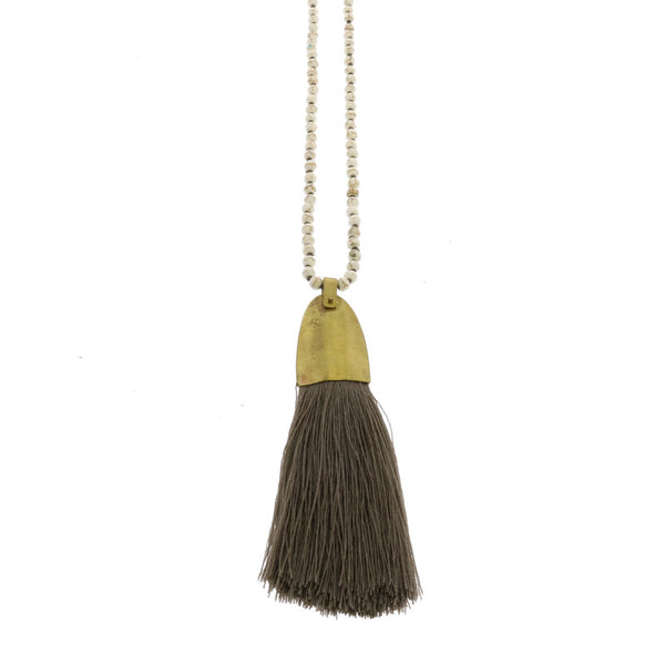 Brass and Tassel Pendant-Grey