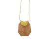 Topanga Pendant, Brass & Faceted Woodp - Light