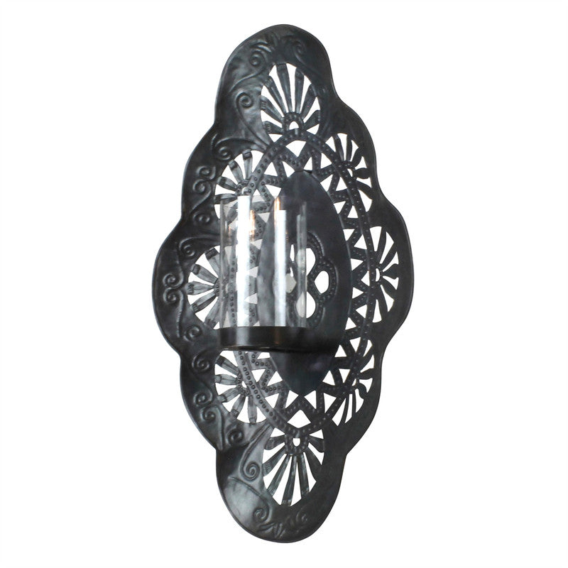 Sala Iron Wall Sconce with Glass Hurricane