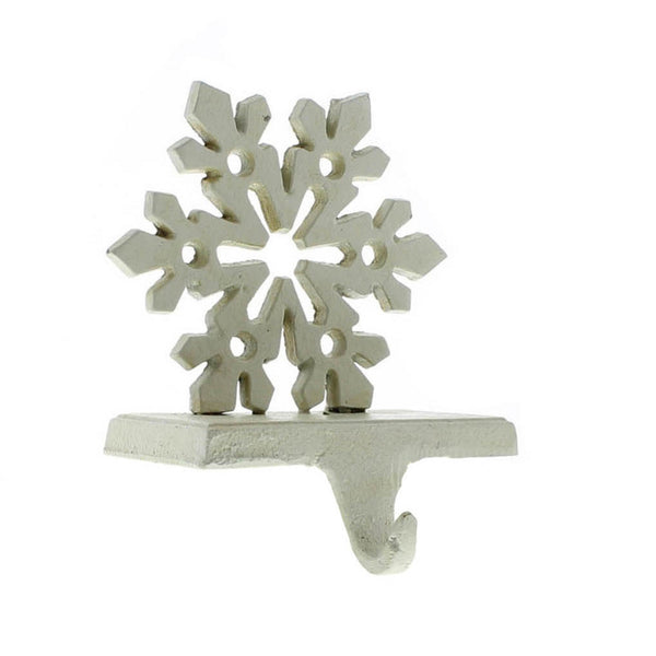 Snowflake Stocking Holder - Cast Iron - Antique White