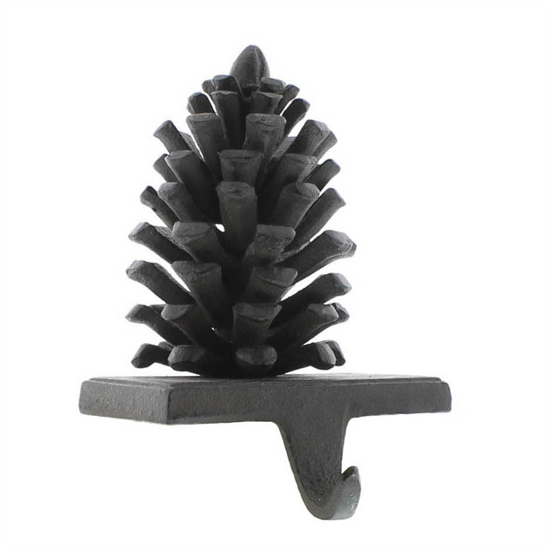 Pinecone Stocking Holder - Cast Iron - Brown