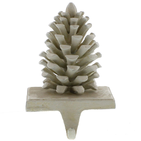 Pinecone Cast iron Stocking Holder - White