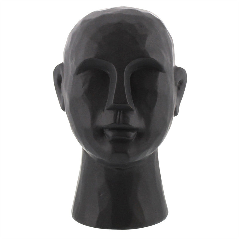 Gris Geometric Bust, Ceramic, Black - Lrg - Matte Black