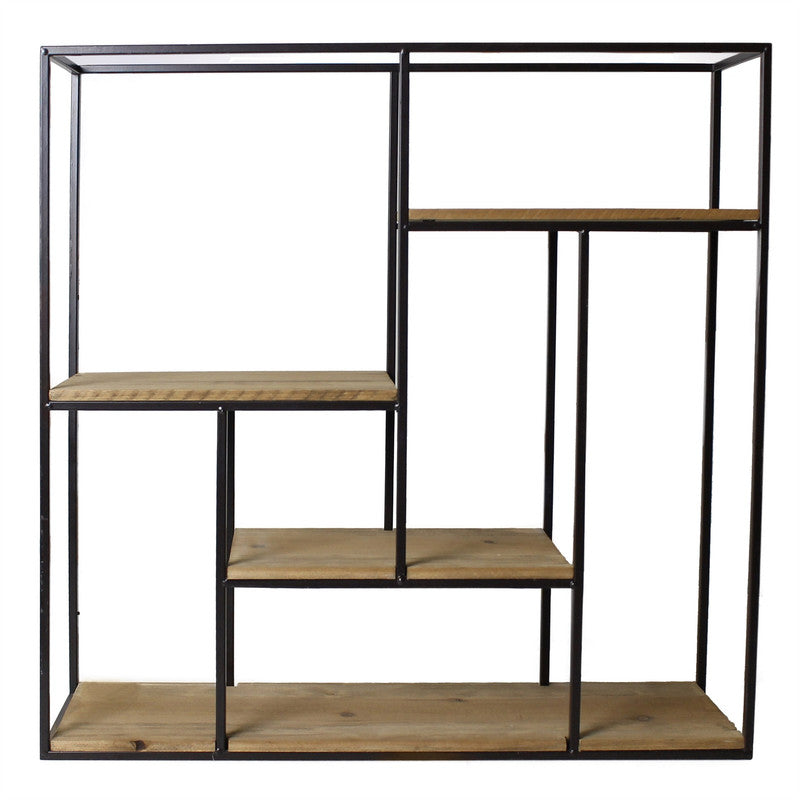 Mills Shelf, Wood and Iron - Black & Wood