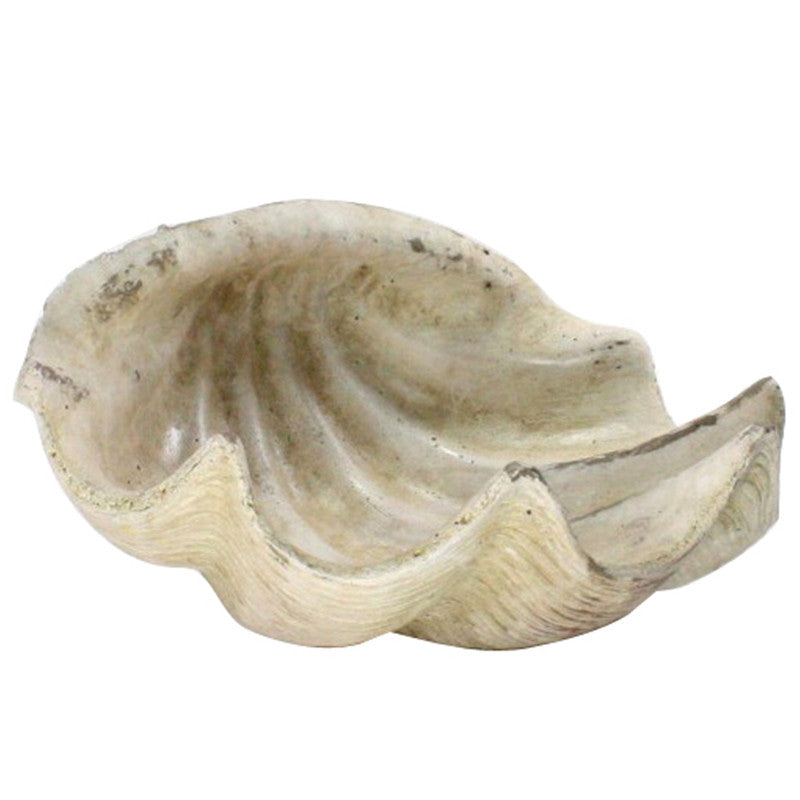 Cement Cast Clam Shell Antique White