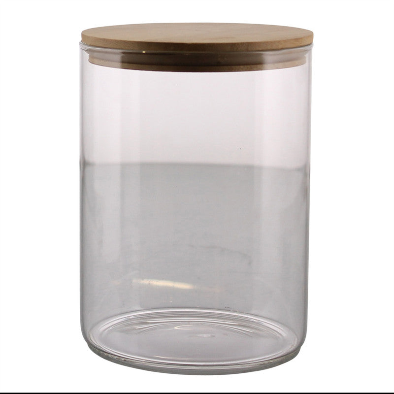 Finn Canister - Glass with Wood Lid - Lrg