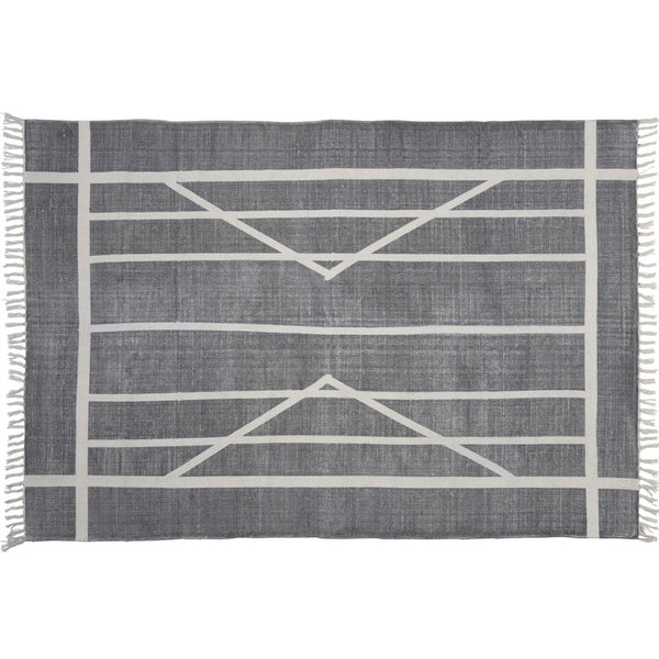 Block Print Rug Cotton Rug, 4x6 Centerpoint Stripe