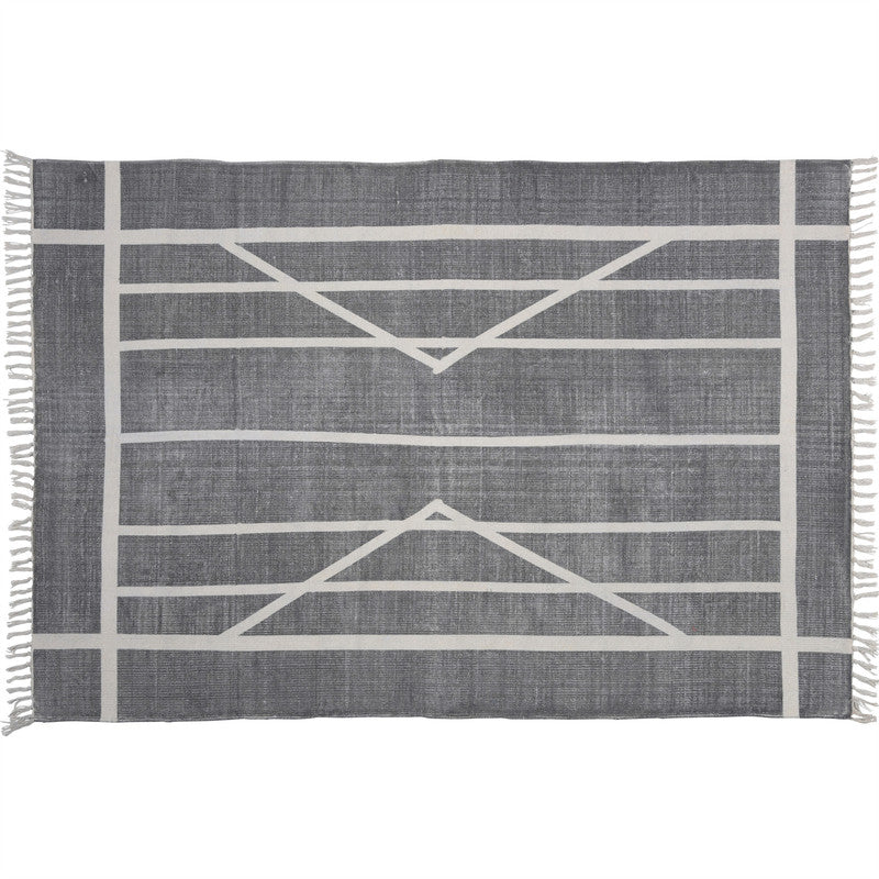 Block Print Rug Cotton Rug, 4x6 Centerpoint Stripe