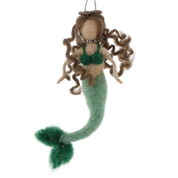 Mermaid Ornament, Felt - Green - Green