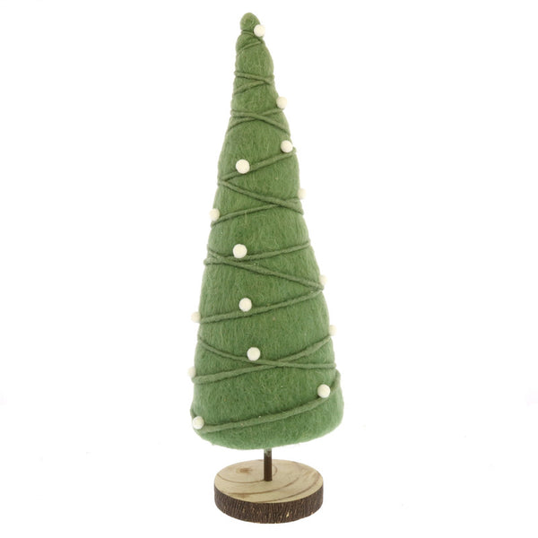 Felt Tree with White Balls - Lrg