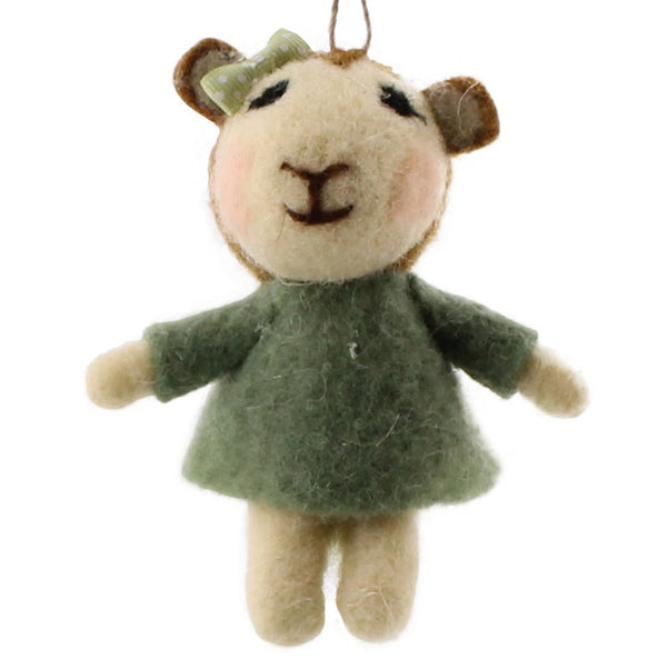 Girl Lamb Ornament, Felt - Multi